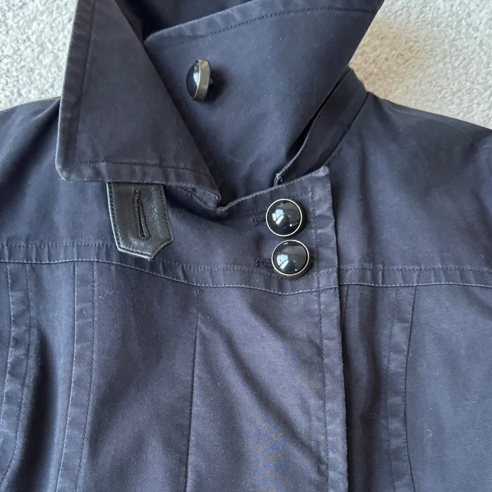 Mackage Women's Black Trim Leather Trench Coat - Picture 9 of 16